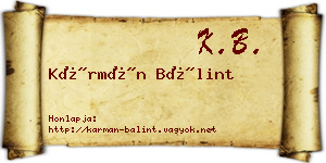 Kármán Bálint névjegykártya