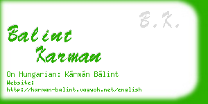 balint karman business card